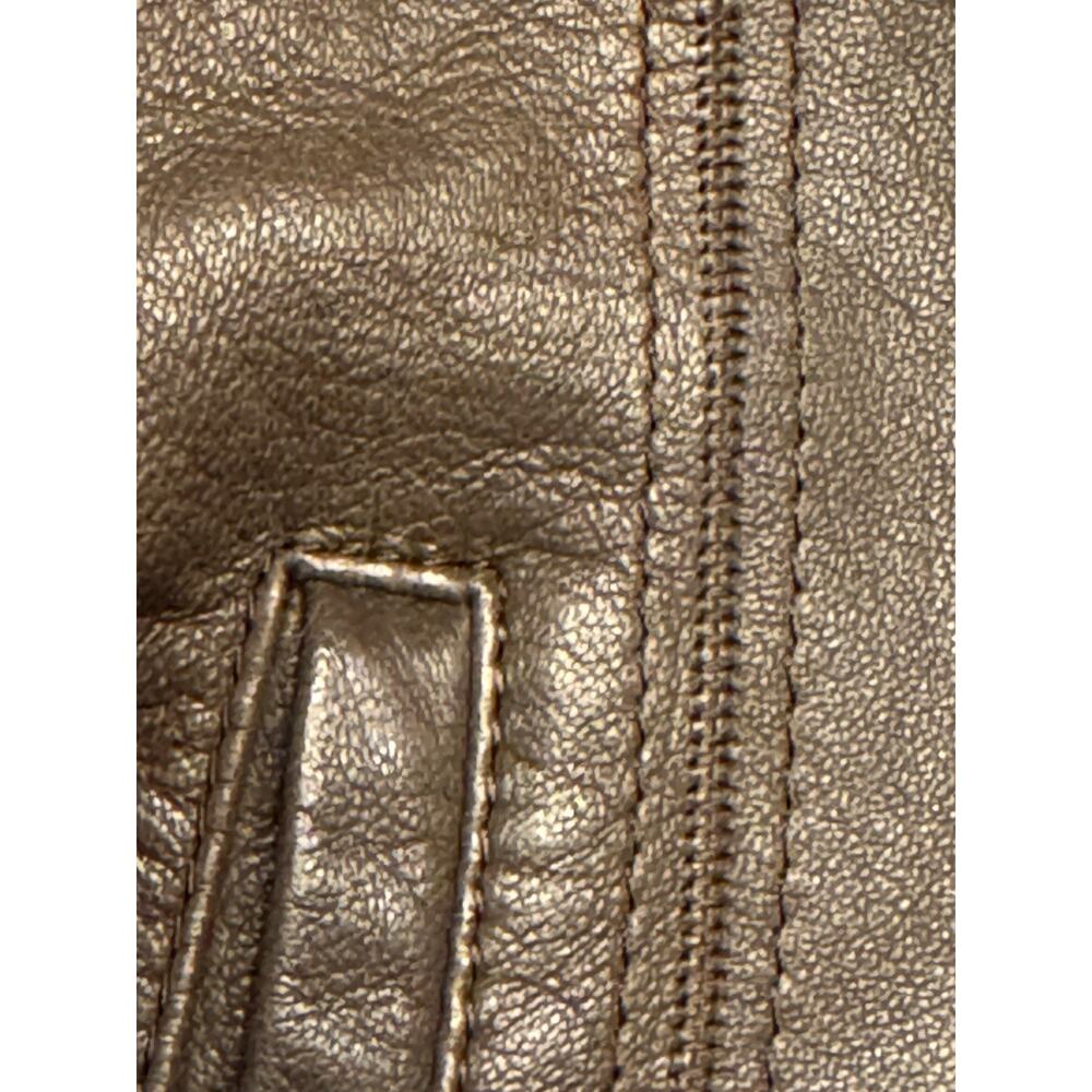 Size 12 Cole Haan Lambskin Leather Jacket Fitted Brown Zipper - Picture 8 of 10